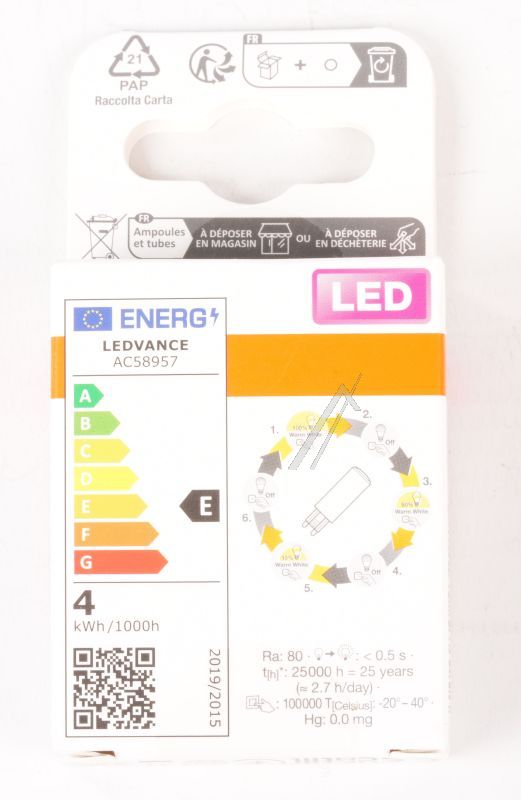 LEDSPIN403XD 4W ST 3XD PIN 40 4W/ 2700K G9 220-240V