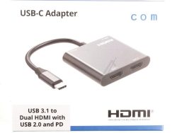 USB-C-HUB MIT 2X HDMI (4K), USB-C PD (100W), USB-A (2.0)