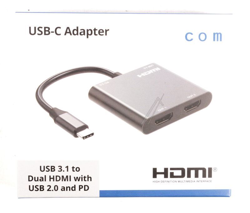 USB-C-HUB MIT 2X HDMI (4K), USB-C PD (100W), USB-A (2.0)