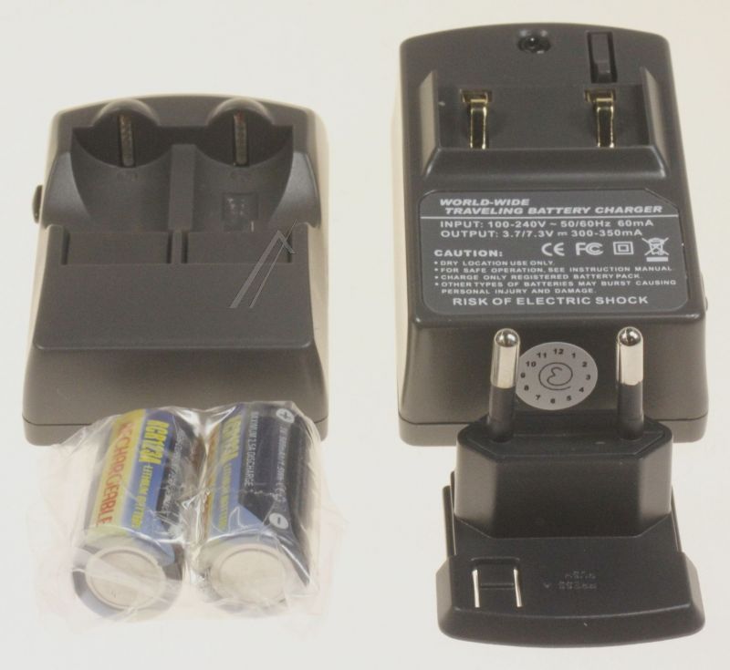 LADEGERÄT INKL. 2 AKKUS 3,0V-CR123 MIT SCHALTNETZTEIL