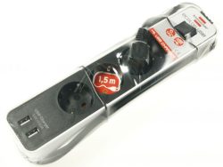 ECOLOR 1153240026 STECKDOSENLEISTE 4-FACH MIT 2 USB-LADEBUCHSEN (STECKERLEISTE USB MIT SCHALTER UND 1,5M KABEL)