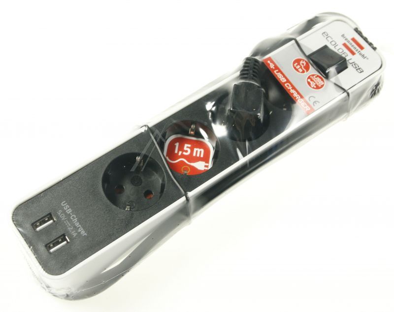 ECOLOR 1153240026 STECKDOSENLEISTE 4-FACH MIT 2 USB-LADEBUCHSEN (STECKERLEISTE USB MIT SCHALTER UND 1,5M KABEL)