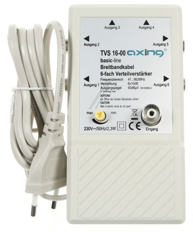 TVS 16-00 TVS01600 AXING 6-FACH VERTEILVERSTÄRKER 6X10DB