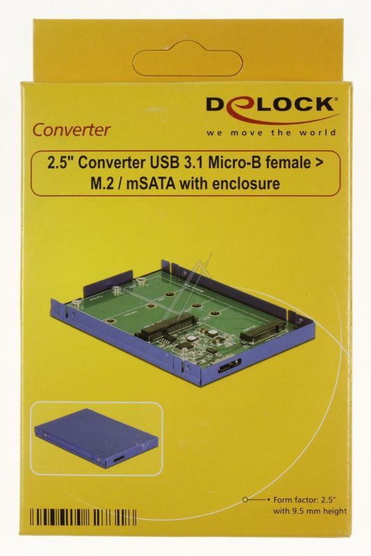 2,5" KONVERTER 62731 USB 3.1 MICRO-B BUCHSE > M.2 / MSATA MIT GEHÄUSE