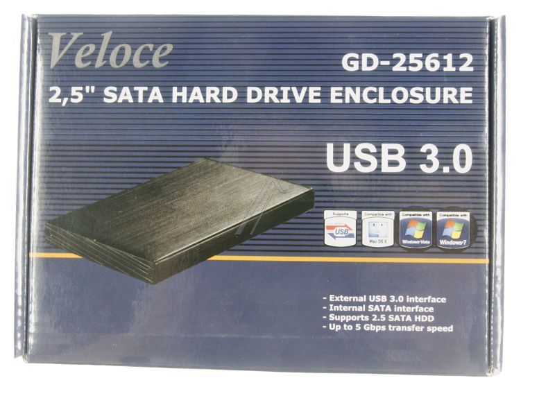 GD-25612 88884056 2,5" FESTPLATTENGEHÄUSE, USB3.0/ SATAII, SCHWARZ