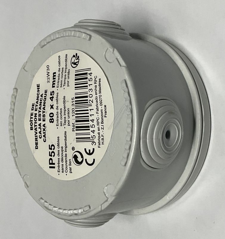 120315 FEUCHTRAUM-ABZWEIGDOSE IP55 Ø80MM X 40MM