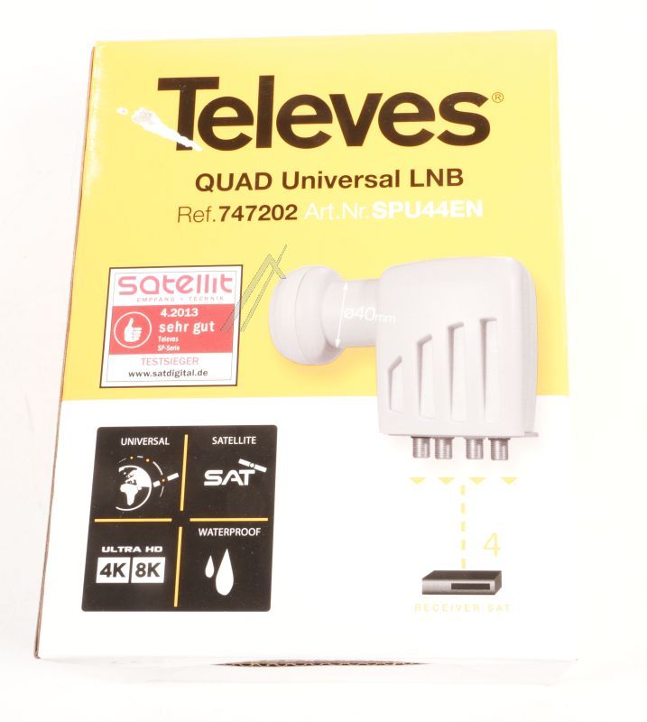 747202 LNB QUADTWIN 4 AUSGÄNGE: HH/ VH/ HB/ VB, GAIN 60DB