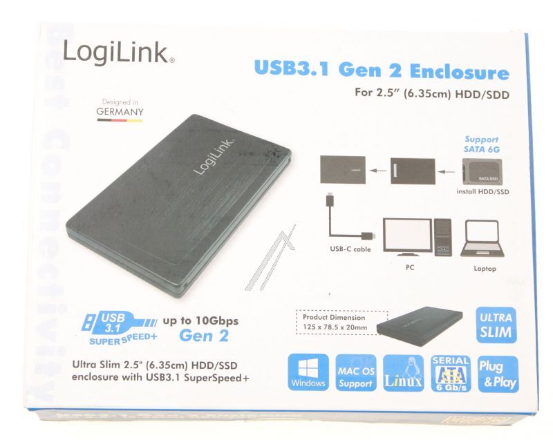 UA0292 FESTPLATTENGEHÄUSE 2,5 ZOLL, SATA, USB 3.1 GEN2