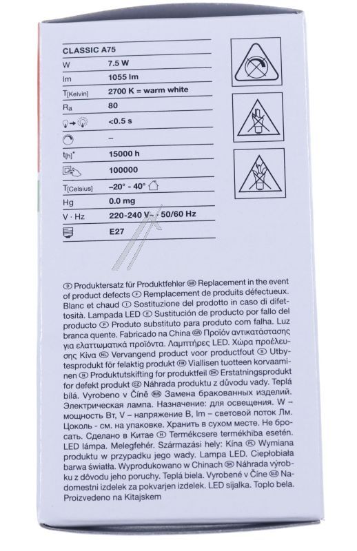 LED CLA75 7.5W LED CLASSIC A P 7,5W 827 FILAMENT KLAR E27