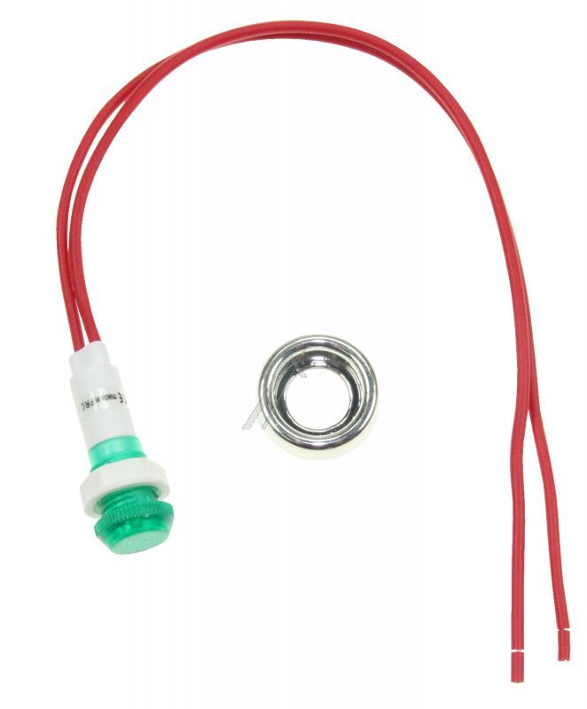 KONTROLLLAMPE GRÜN MIT KABEL UND CHROMRAHMEN DURCHMESSER 10MM