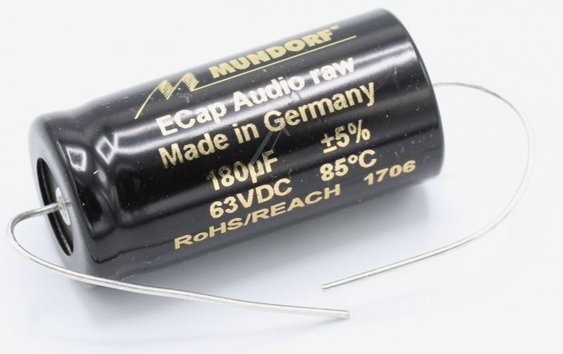 180UF-63V ECAP63-180 AUDIO-ELKO AXIAL 85° 16X39MM BIPOLAR RAU