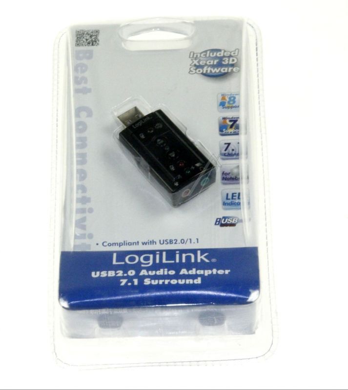 UA0078 USB2.0 ZVUNA KARTA, 7.1 VIRTUAL 3D SOUNEFFEKT, LOGILINK