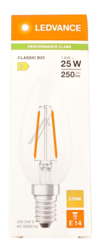 AC70236 LED CLASSIC B 25 FILAMENT P 1.8W 827 KLAR E14