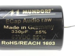 330UF-63V ECAP63-330 AUDIO-ELKO AXIAL 85° 21X36MM BIPOLAR RAU
