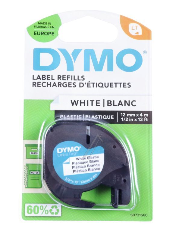 S0721660 TRAKA ŠTAMPAČA U BOJI CRNA I BELA 12MM/ 4M DYMO PLASTIKBAND
