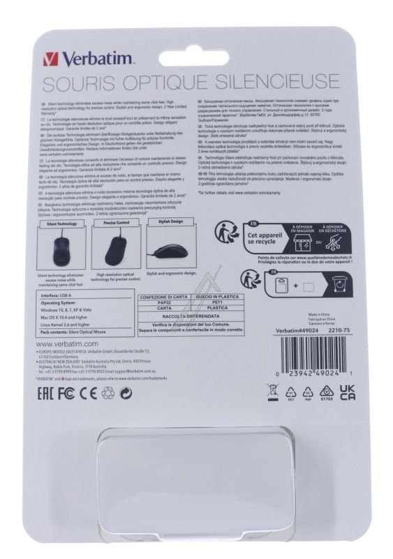 49024 SILENT OPTICAL MOUSE, SCHWARZ