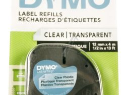 S0721530 SCHRIFTBAND SCHWARZ AUF TRANSPARENT 12MM/ 4M DYMO PLASTIK-BAND LETRA-TAG