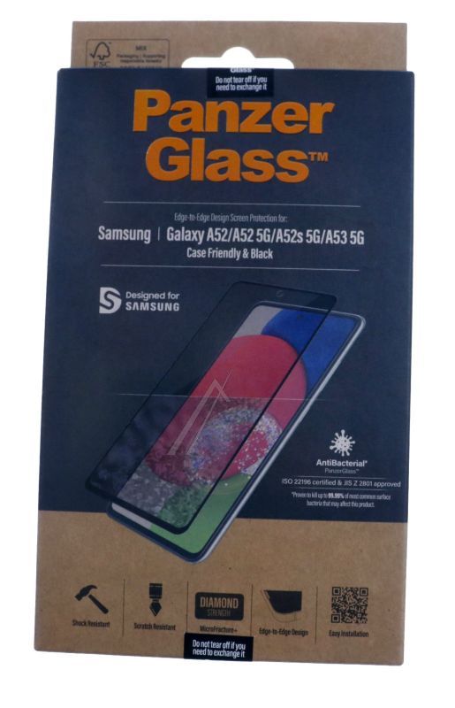 7253 ZAŠTITNO STAKLO EKRANA ZA SAMSUNG GALAXY A52/ A52 5G/ A52S 5G/ A53 5G CASE FRIENDLY, ANTIBACTERIAL, BLACK