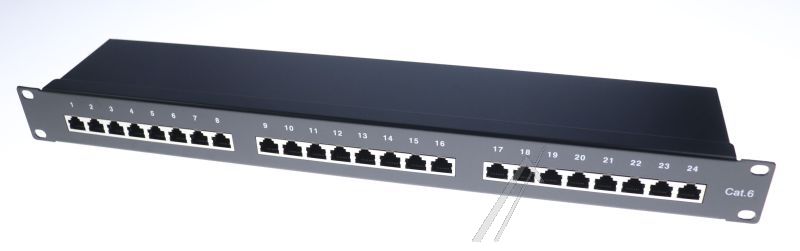 19" PATCHPANEL 24 PORT CAT.6 1HE SCHWARZ