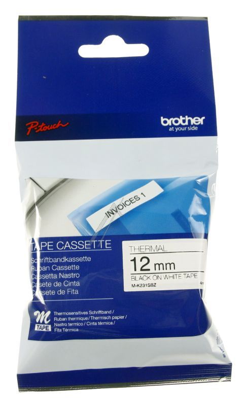 M-K231SBZ SCHRIFTBANDKASSETTE, SCHWARZ AUF WEISS, 12MM, 4M