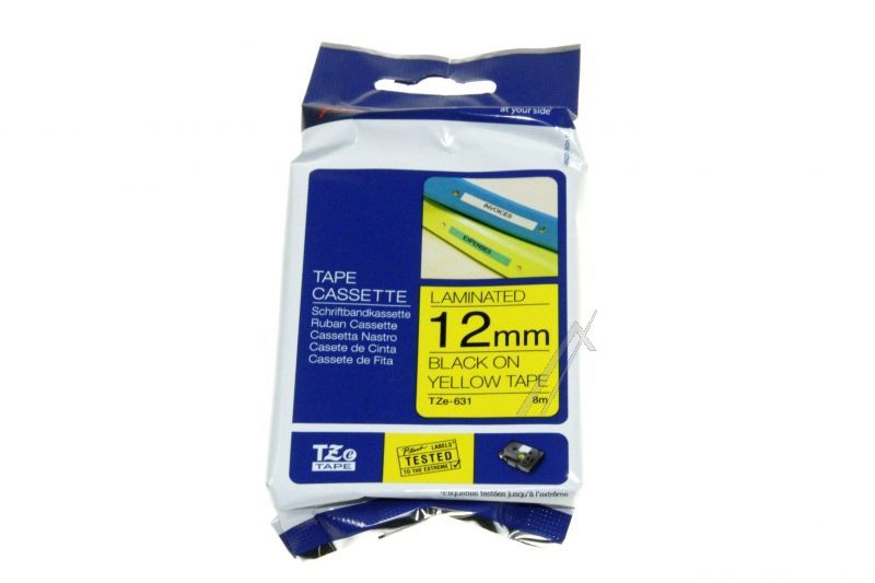 TZE-631 SCHRIFTBANDKASSETTE SCHWARZ AUF GELB 12MM 8M